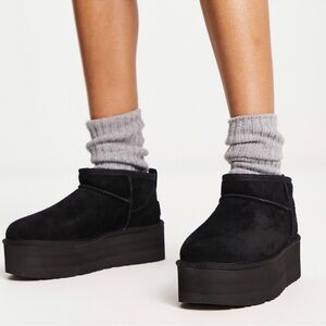 UGG Black Platform Suede Mini Boots